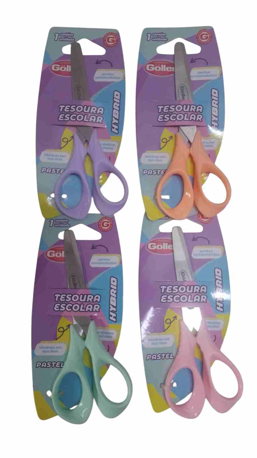 TESOURA ESCOLAR GOLLER PASTEL